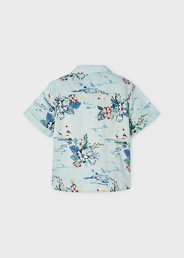 Tropical Print Short Sleeve Button Down Shirt