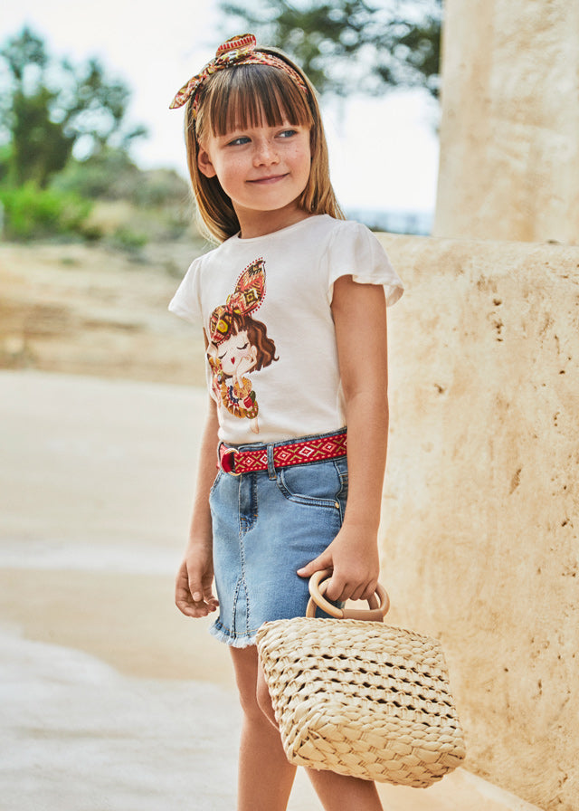 Belted Denim Skirt