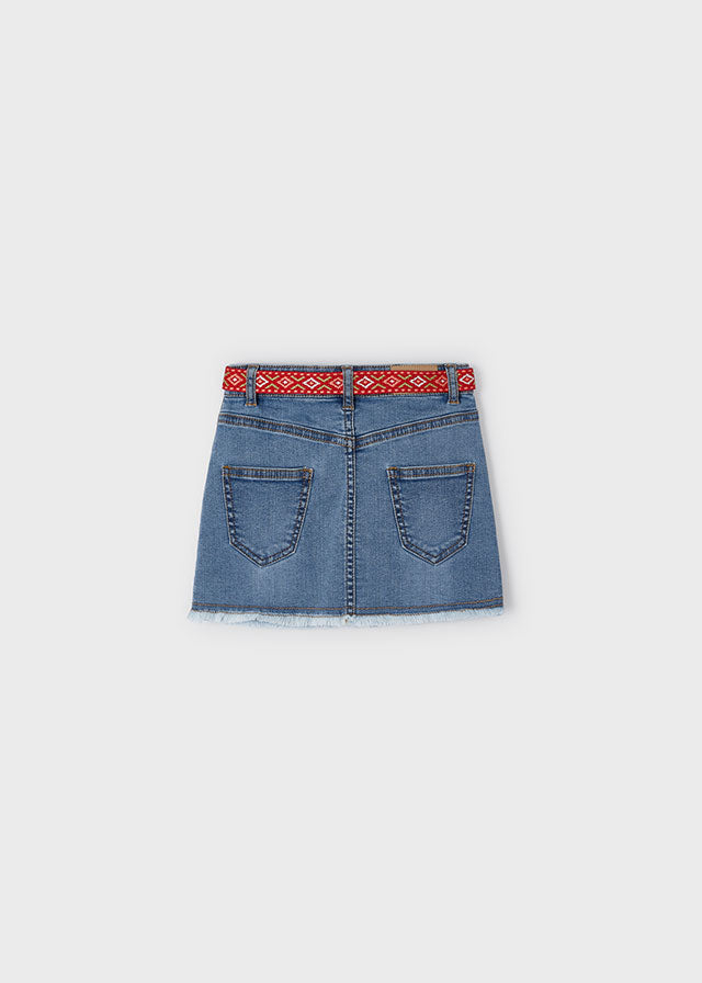 Belted Denim Skirt