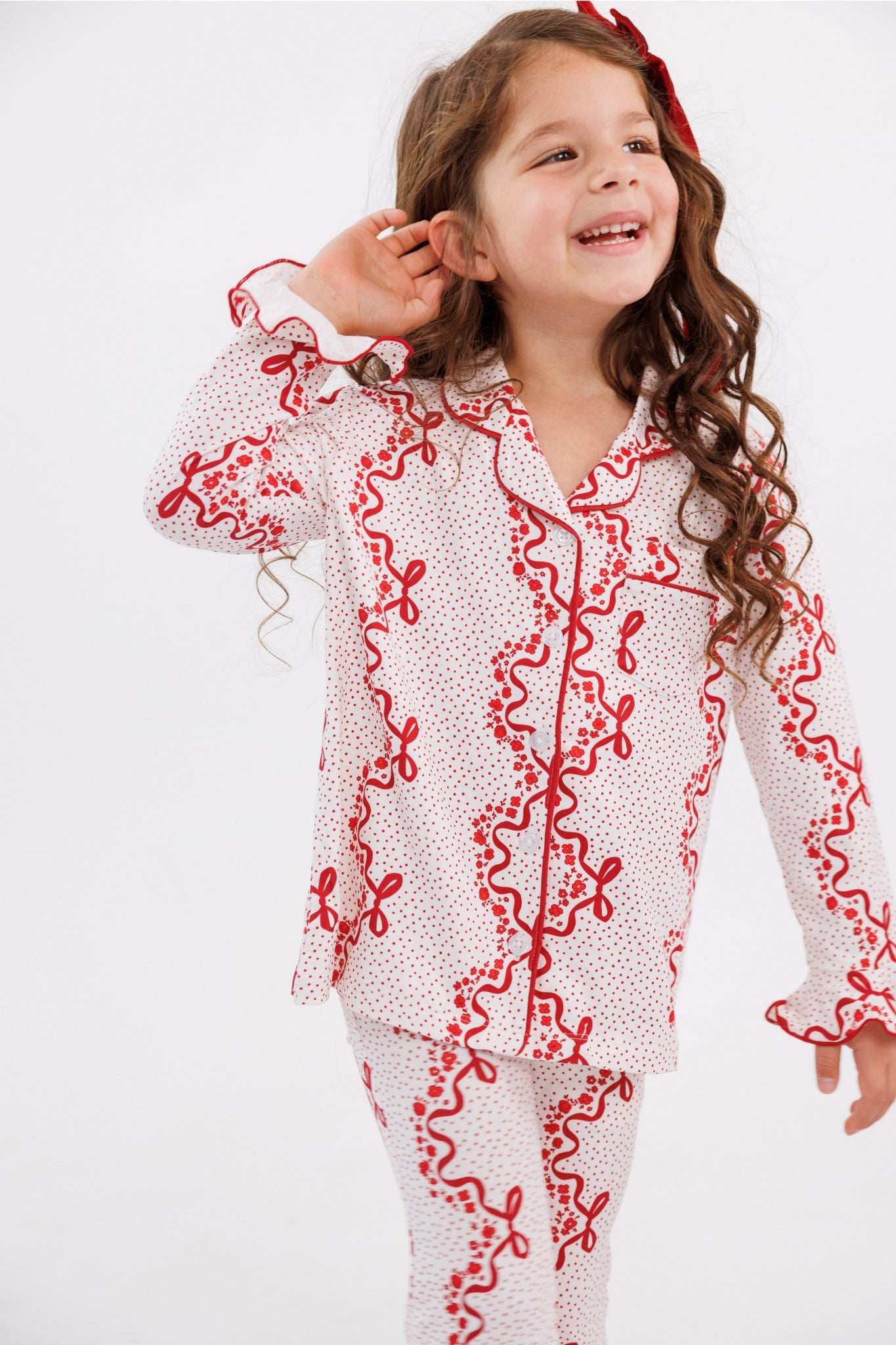 Vintage Bows and Blossoms Kids’ Long Sleeve Ruffle Flare Set
