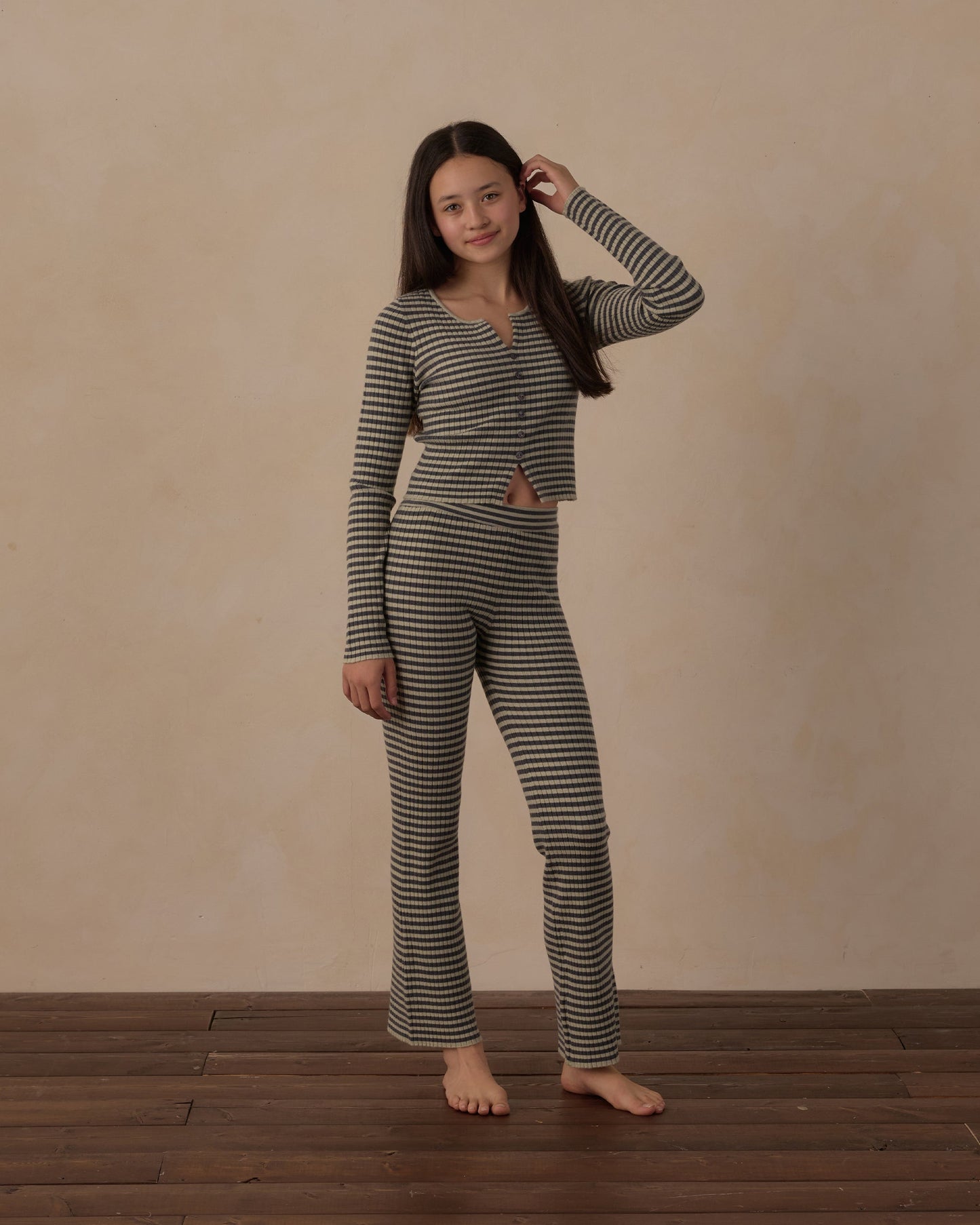 Long Sleeve Knit Tee Midnight Stripe