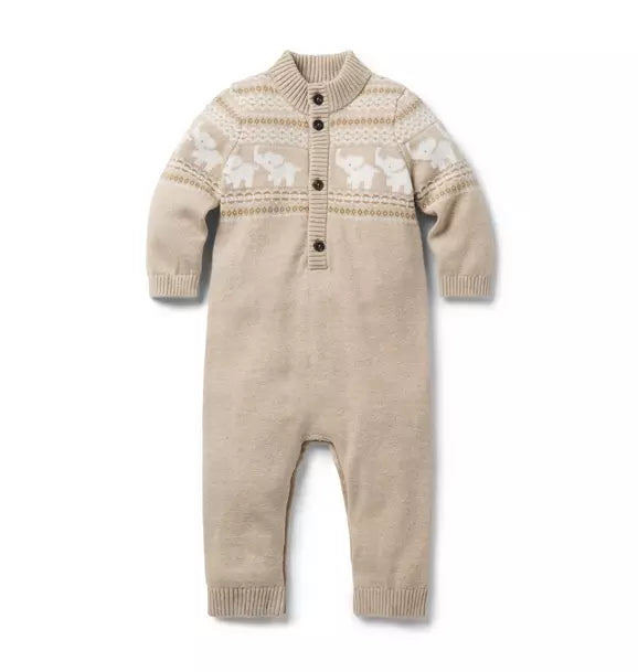 Baby Elephant Fair Isle Knit One Piece