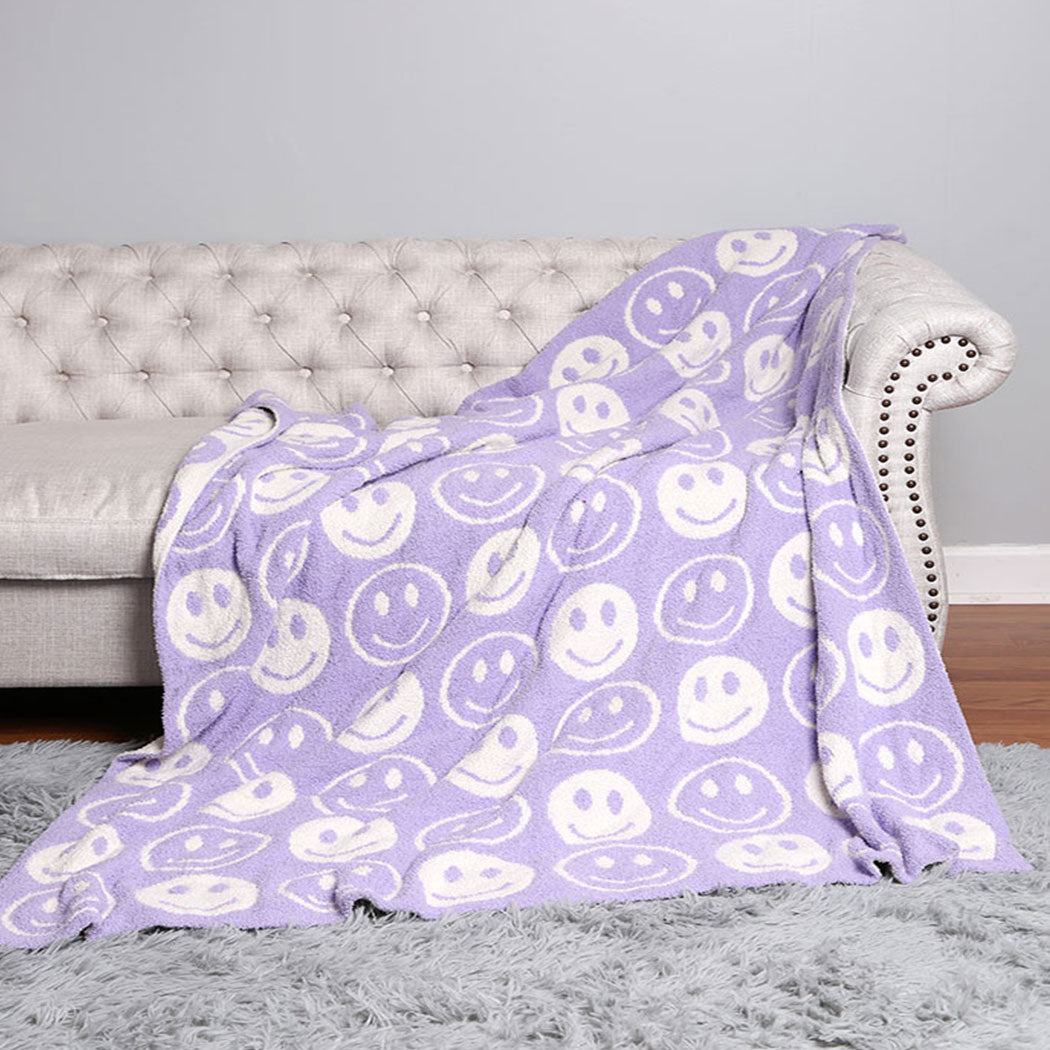 Happy Face Patterned Throw Blanket 50L x 60W