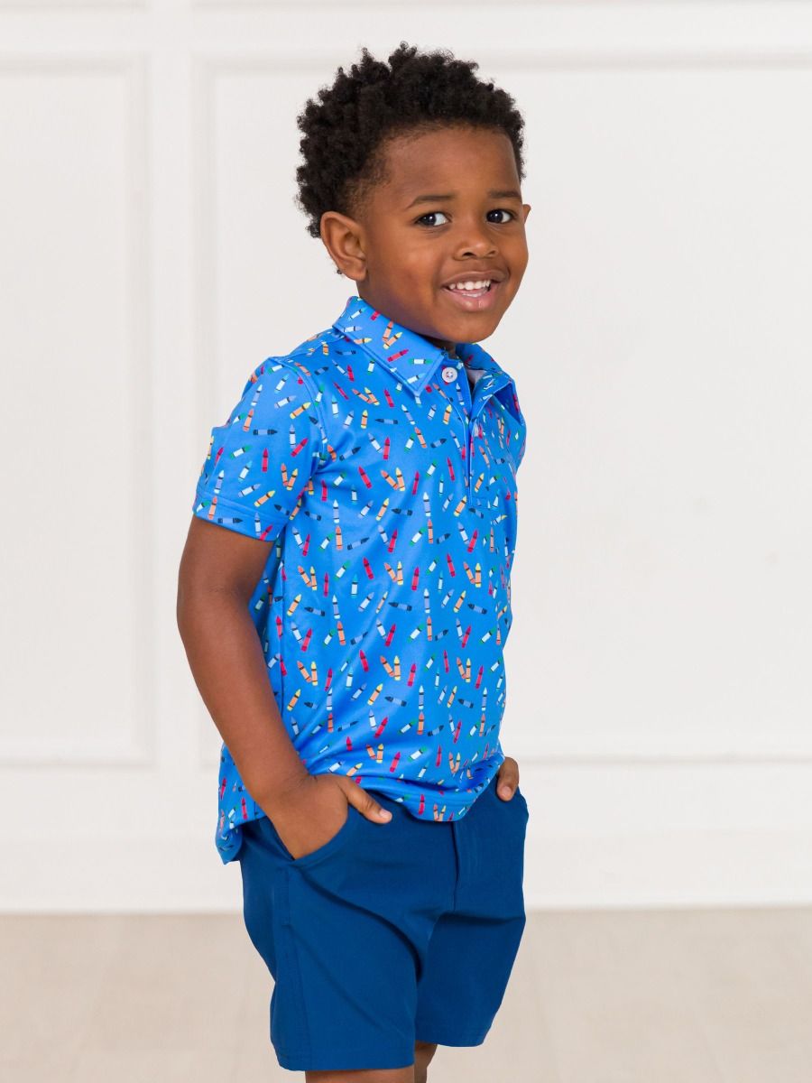Knit Short Sleeve Performance Polo Tiny Crayons