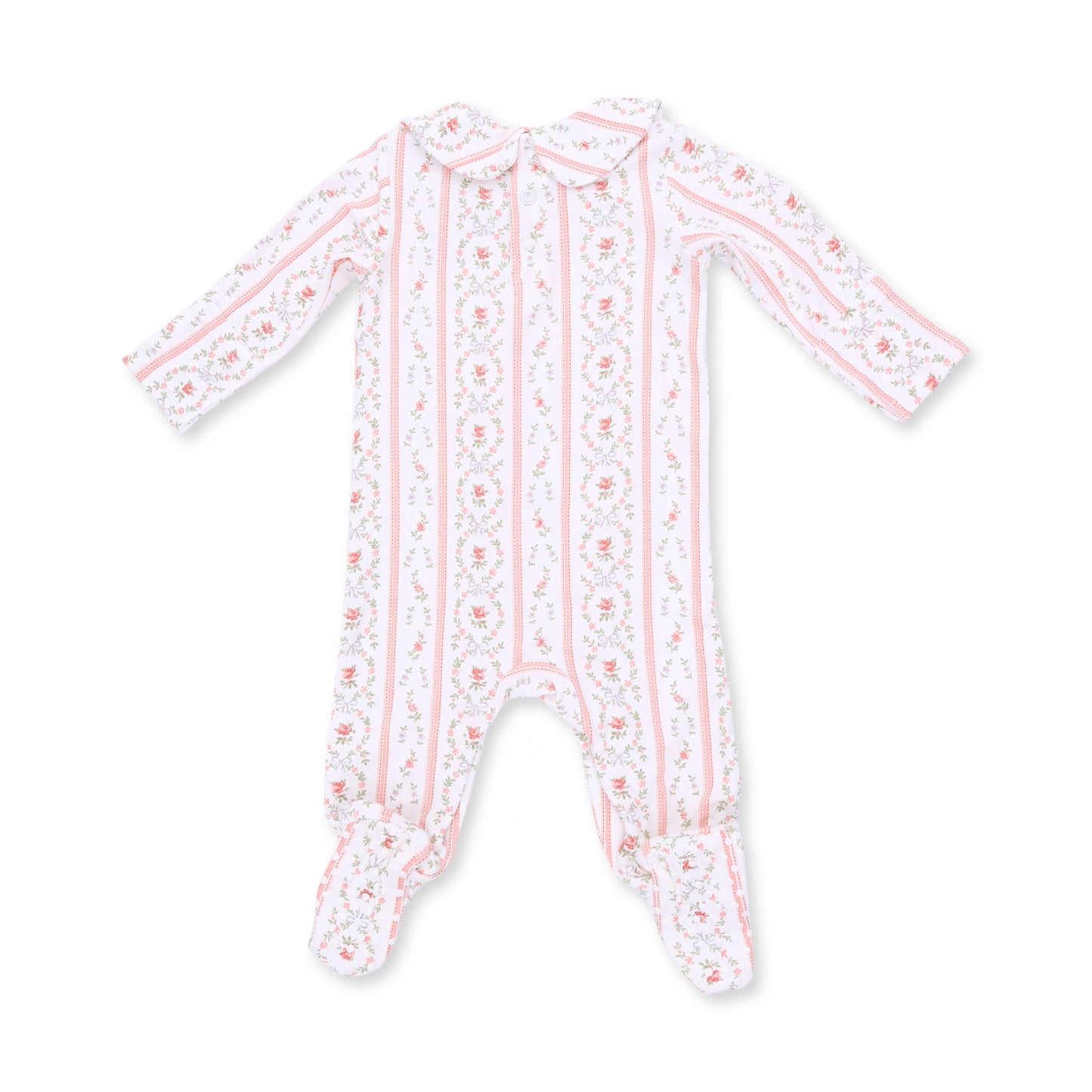 Marnie Rosebud Stripe Smocked Peter Pan Footie
