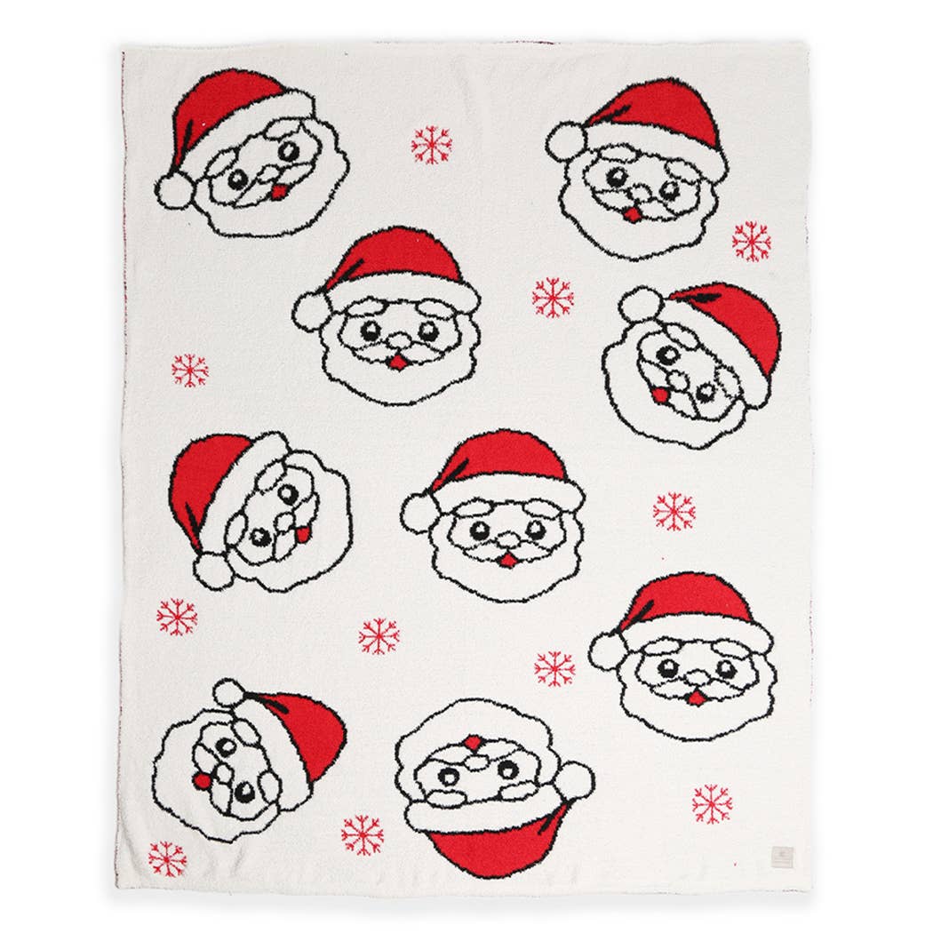 Gingerbread & Santa Print Cozy Soft Throw Blanket