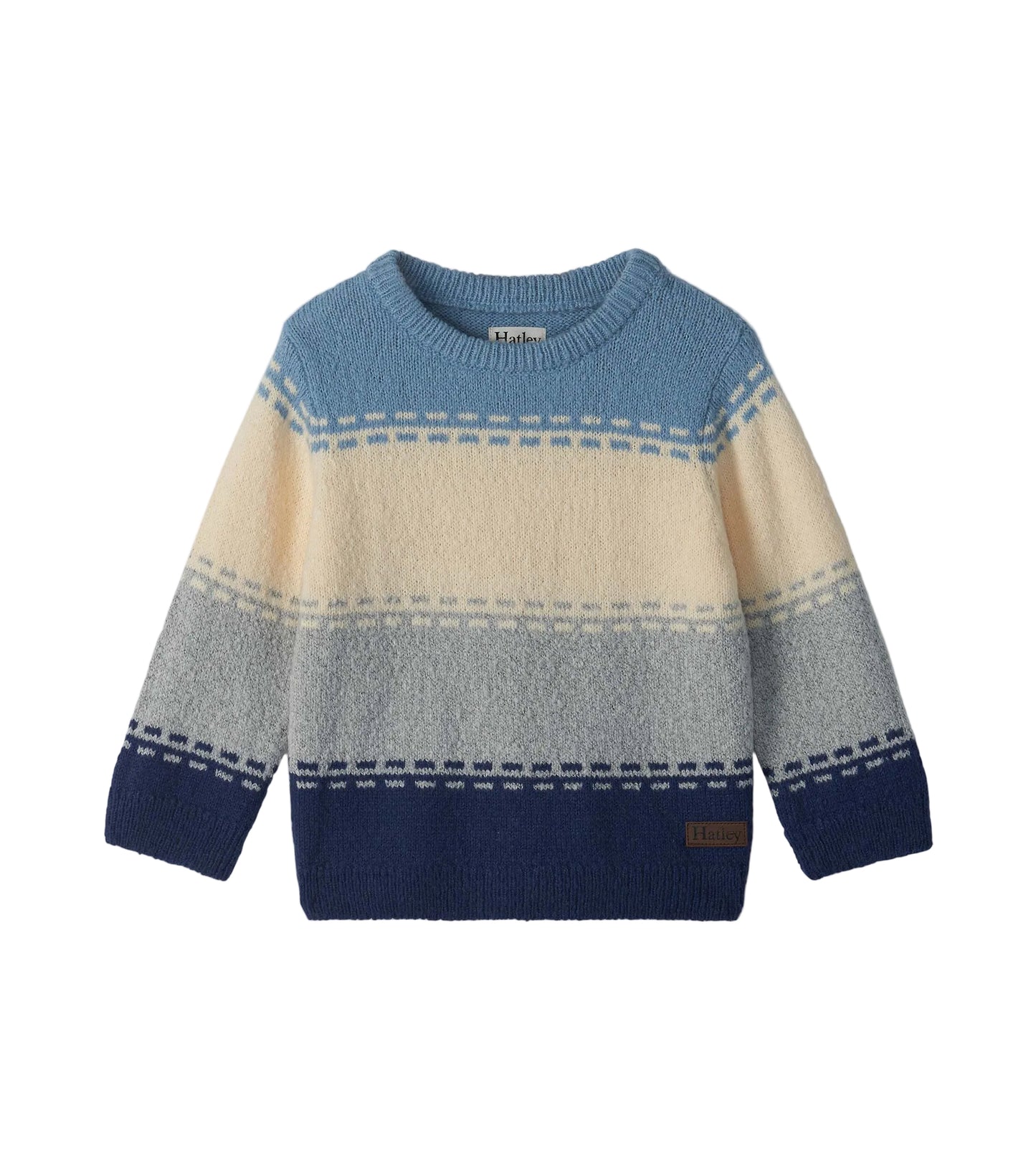 Blue Colorblock Crew Neck Sweater