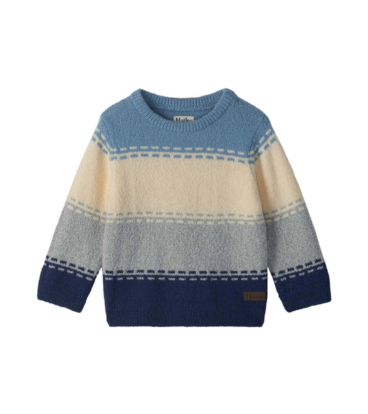 Blue Colorblock Crew Neck Sweater