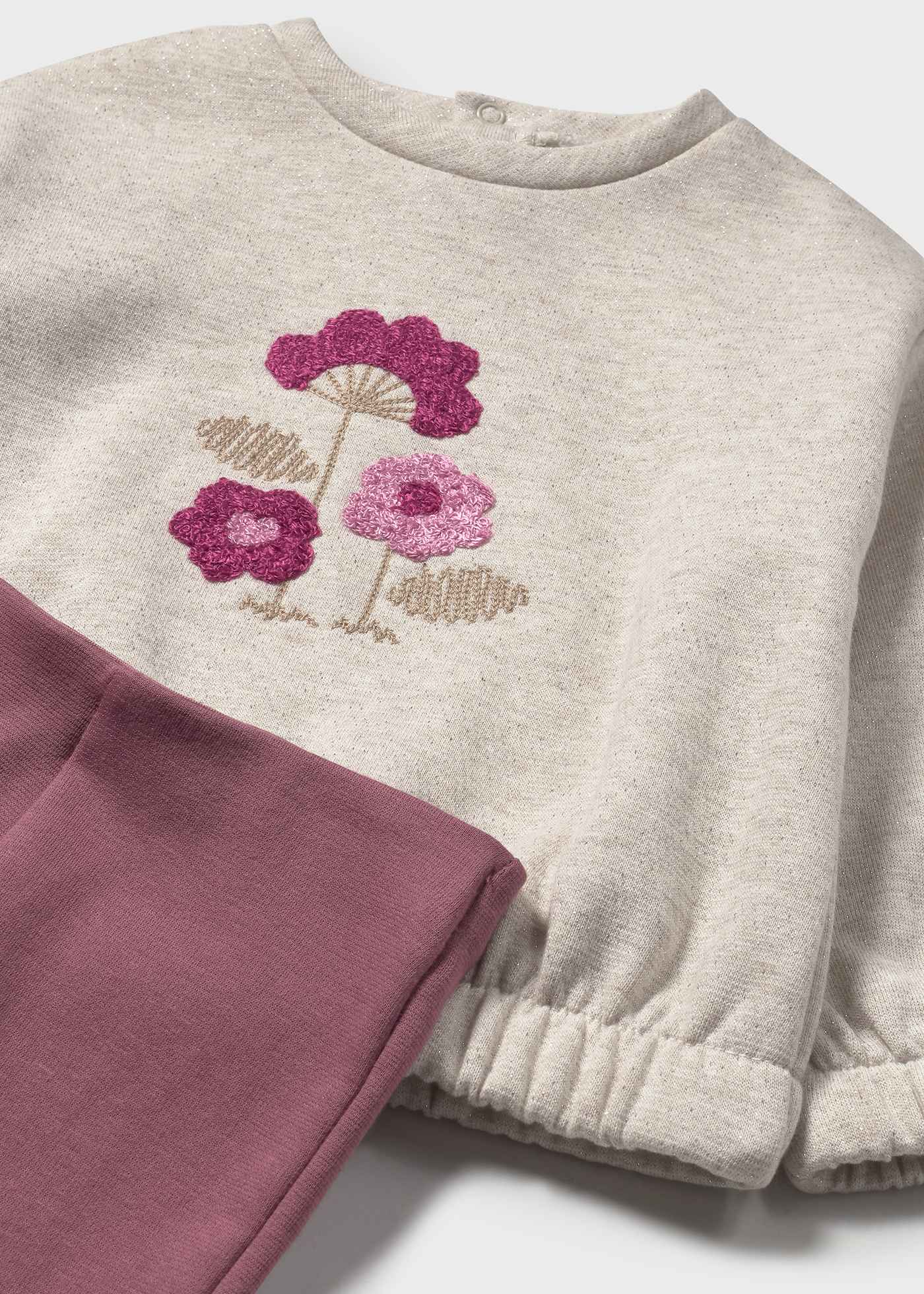 Floral Applique Sweatshirt & Flare Legging Set