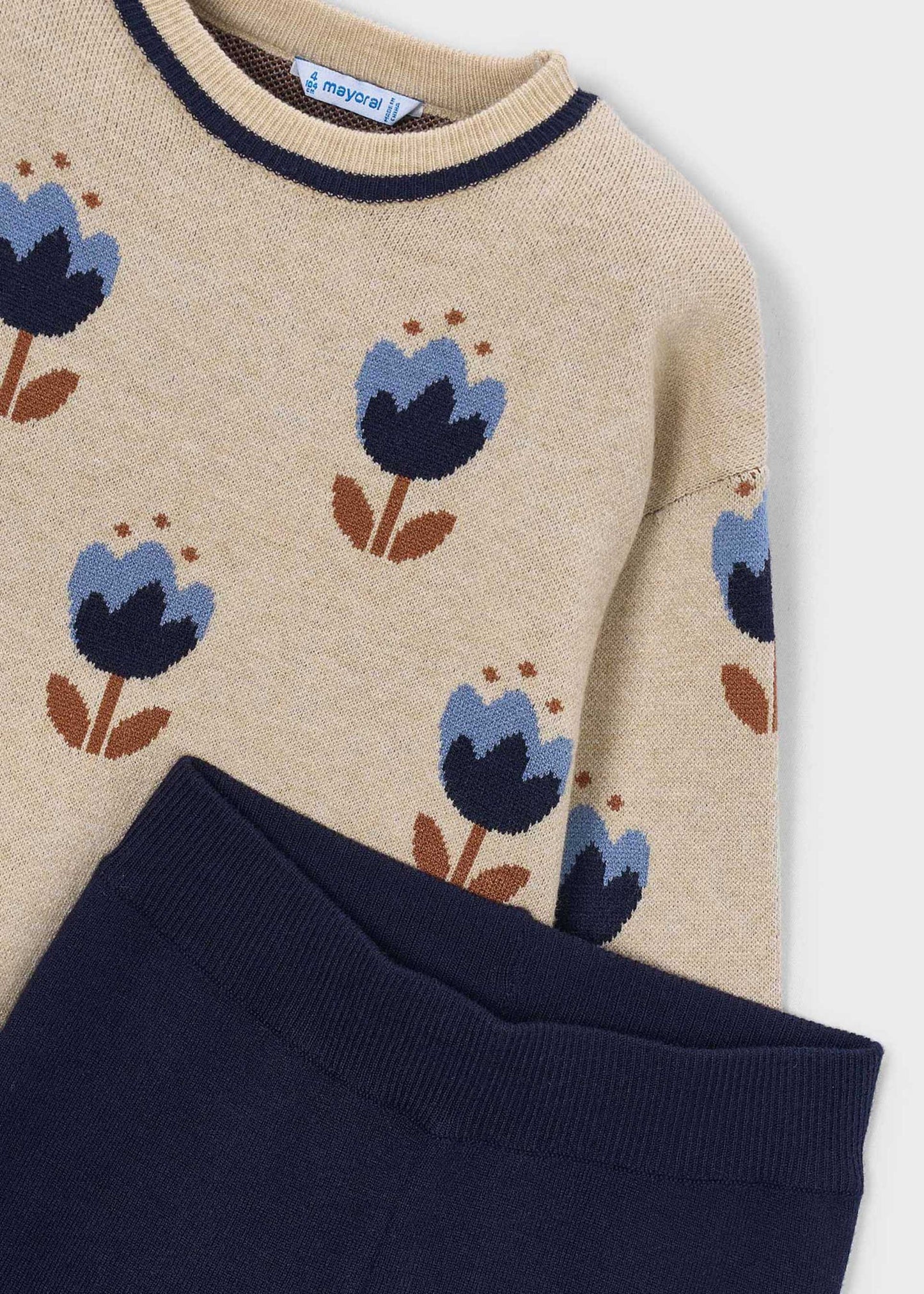 Floral Sweater & Knit Flare Pant Set