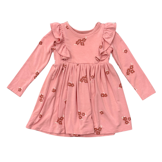 Long Sleeve Ruffle Dress Floral Stamp