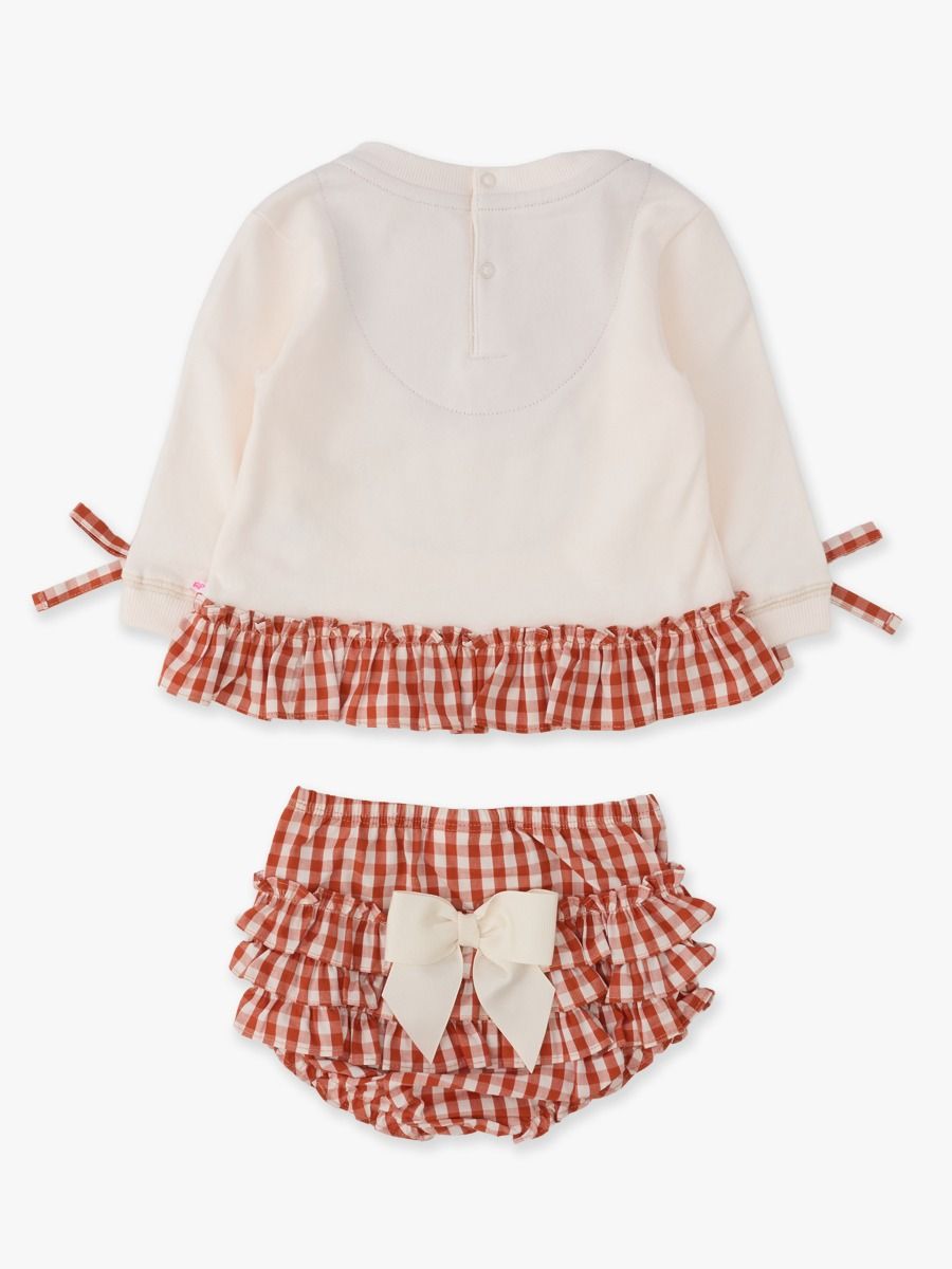 Long Sleeve Sweatshirt Swing Top And Bloomer Set Pumpkin Bow Ivory