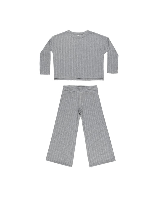 Cozy Rib Knit Set Dusty Blue