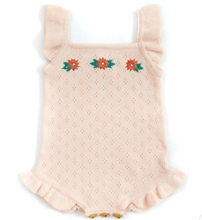 Embroidered Romper Baby pink