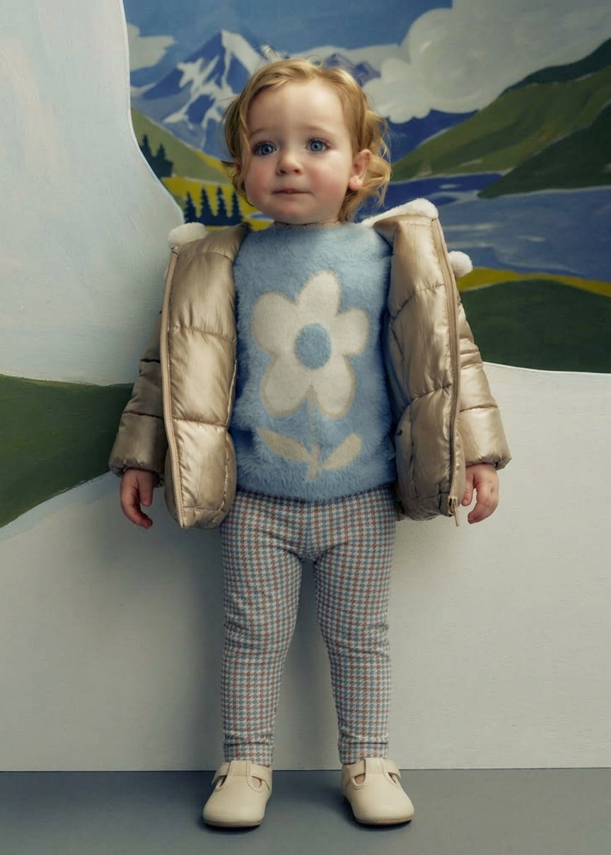 Blue Flower Sweater & Printed Legging Set