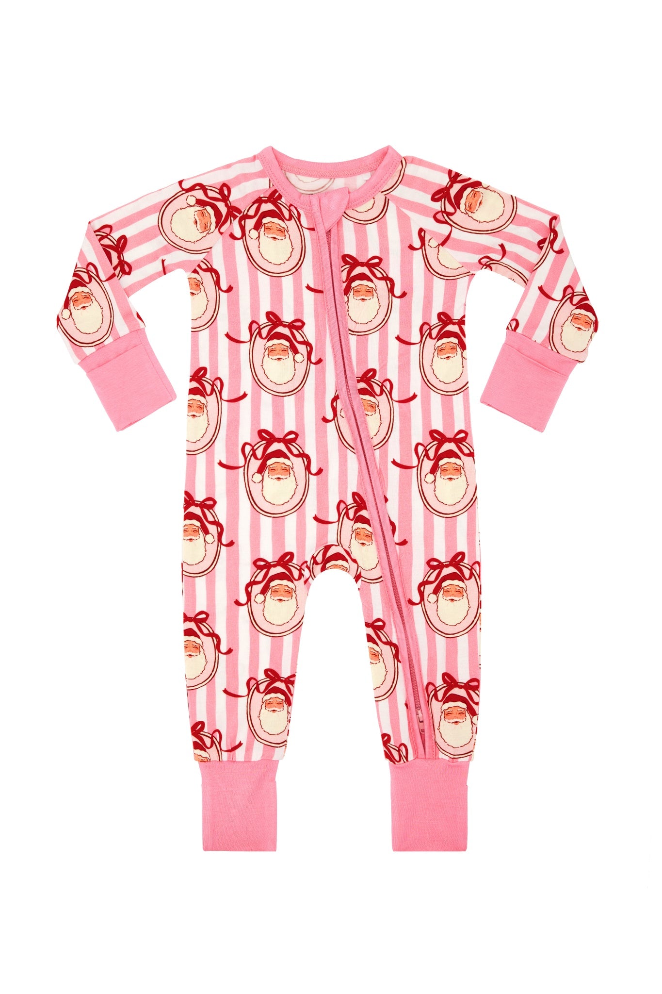 Pink Santa Claus Lane Zipper Romper