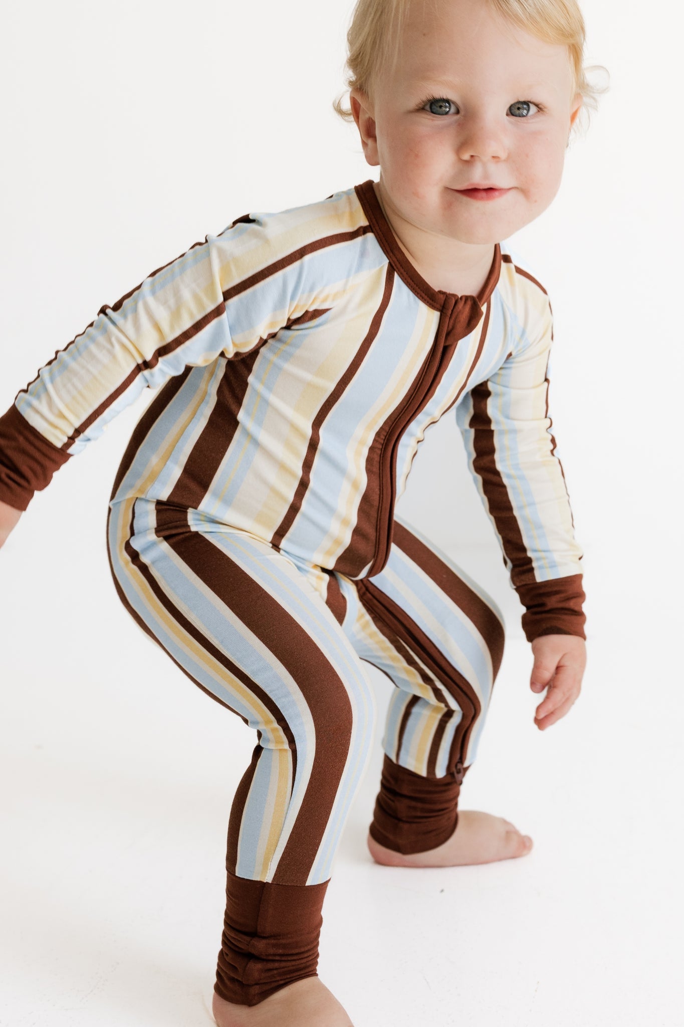 Leo Stripe Zipper Romper