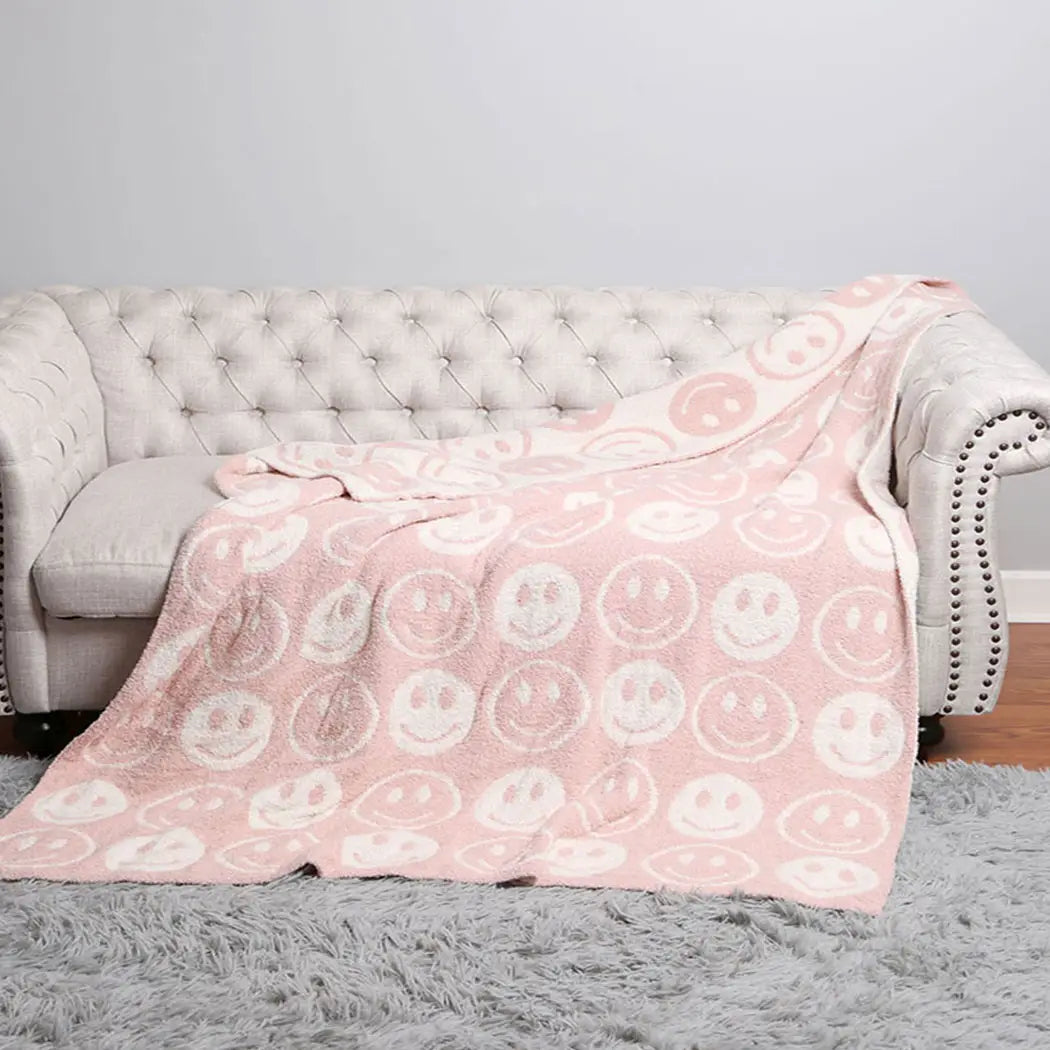 Happy Face Patterned Throw Blanket 50L x 60W