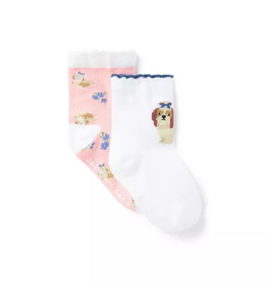 Baby Dog And Flower Sock 2-Pack