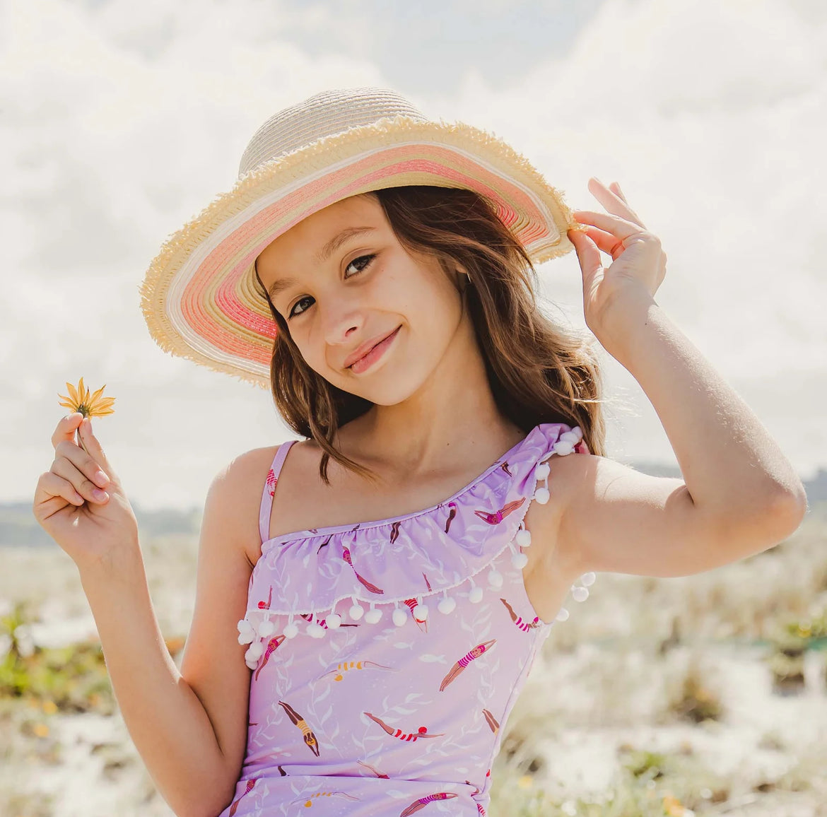 Peachy Striped Sunhat