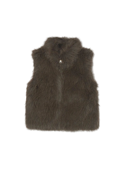 Chocolate Faux-Fur Vest