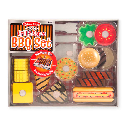 Wooden Grill & Serve BBQ Set