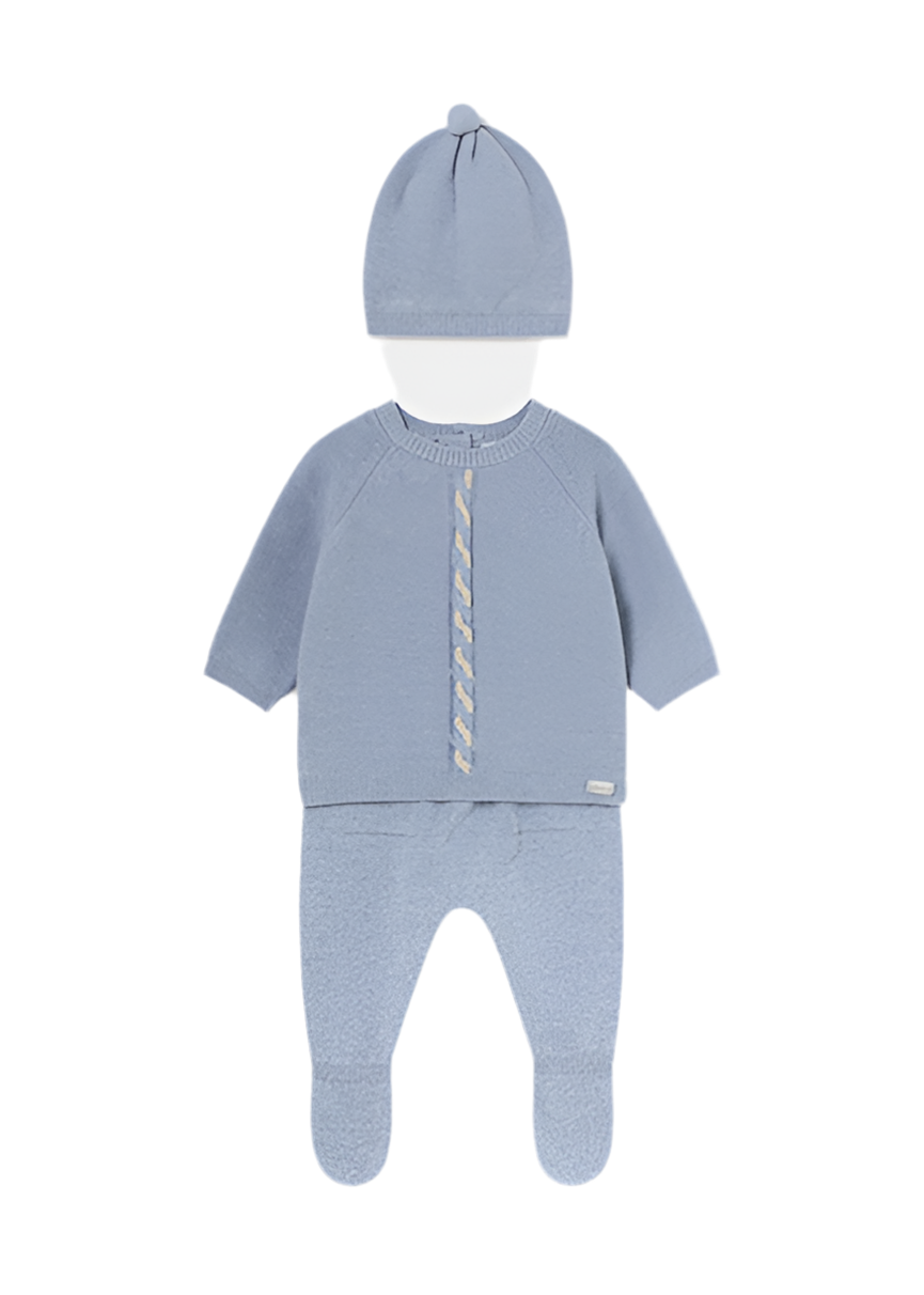 Baby Boy Knit Footed Pant, Sweater & Hat Set