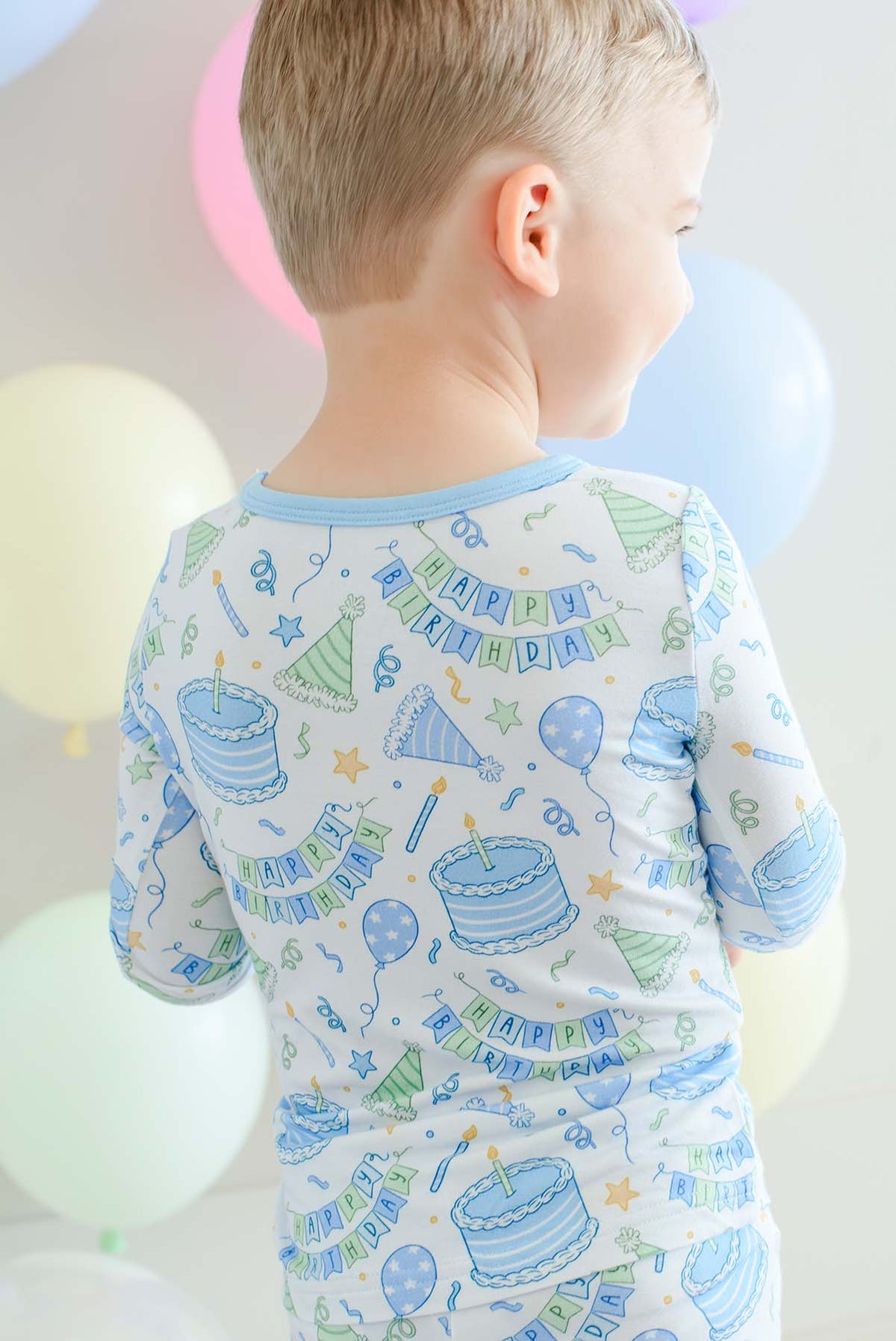 Two-Piece Bamboo Pajamas | Birthday Bash Blue