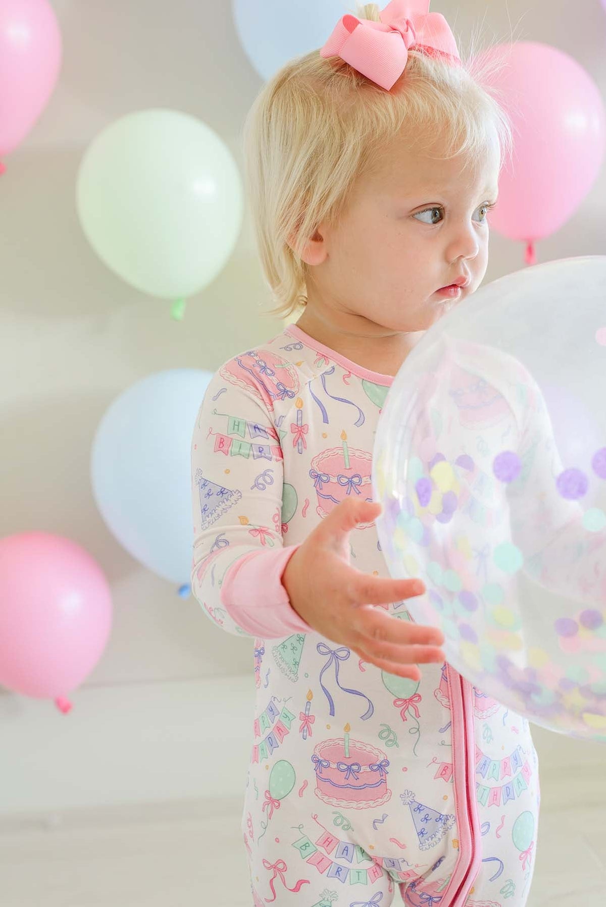 Bamboo Convertible Zipper Romper | Birthday Bash Pink