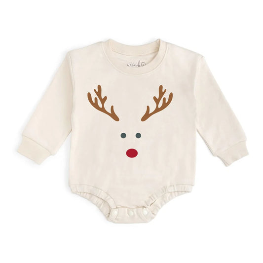 Red Nose Reindeer Christmas Long Sleeve Romper