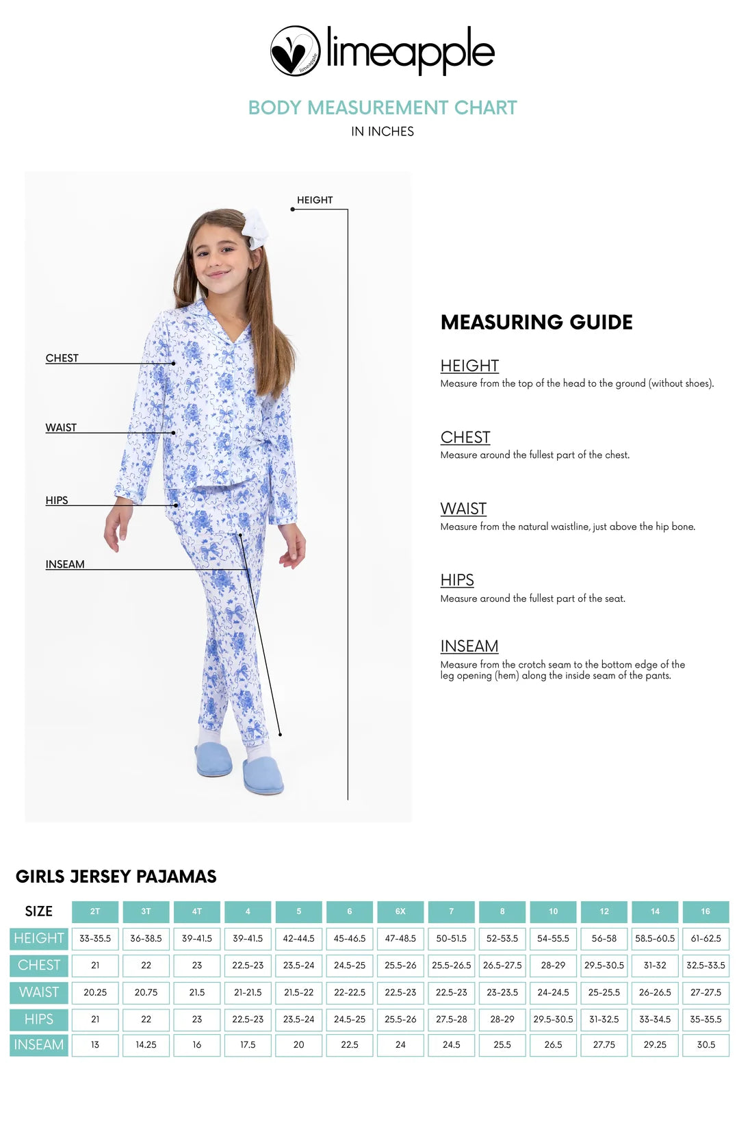 Blue Posies Long Sleeve Jersey Pajama Set