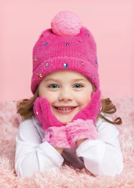 Hot Pink Rhinestone Glitzy Beanie