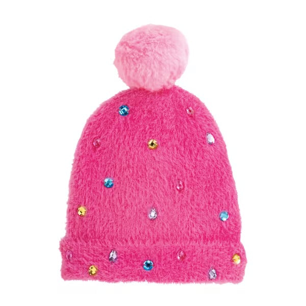 Hot Pink Rhinestone Glitzy Beanie