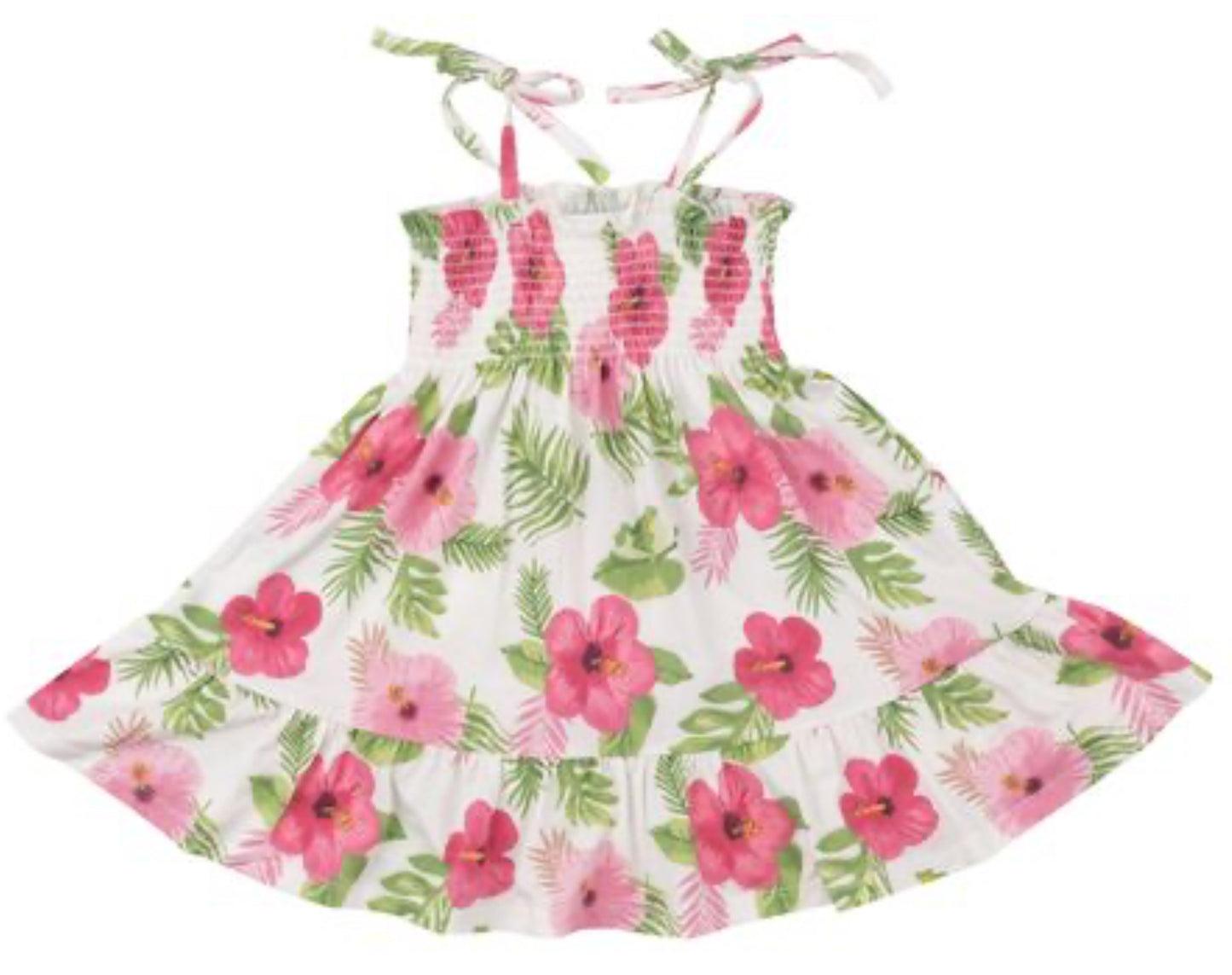 Hibiscus Tie Strap Smocked Sun Dress