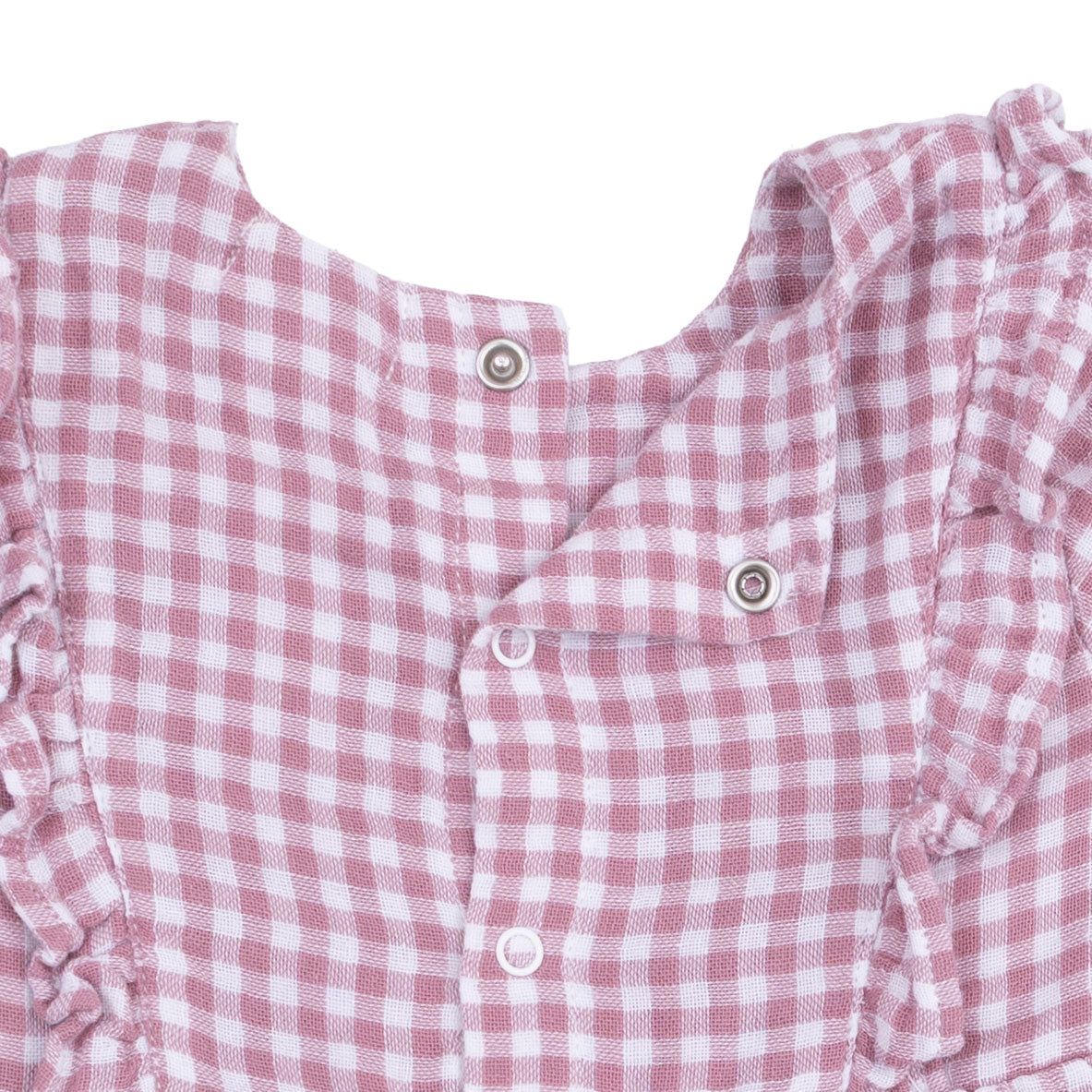 Berry Gingham Long Sleeve Ruffle Bubble With Skirt