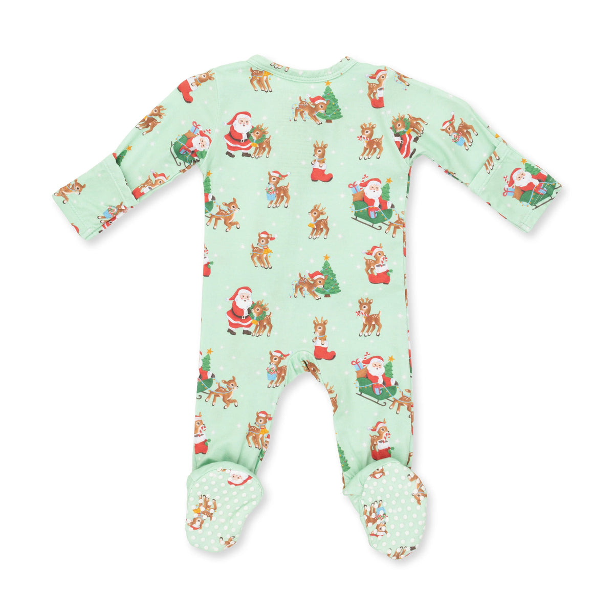 Vintage Reindeer & Santa Uni 2 Way Zipper Footie