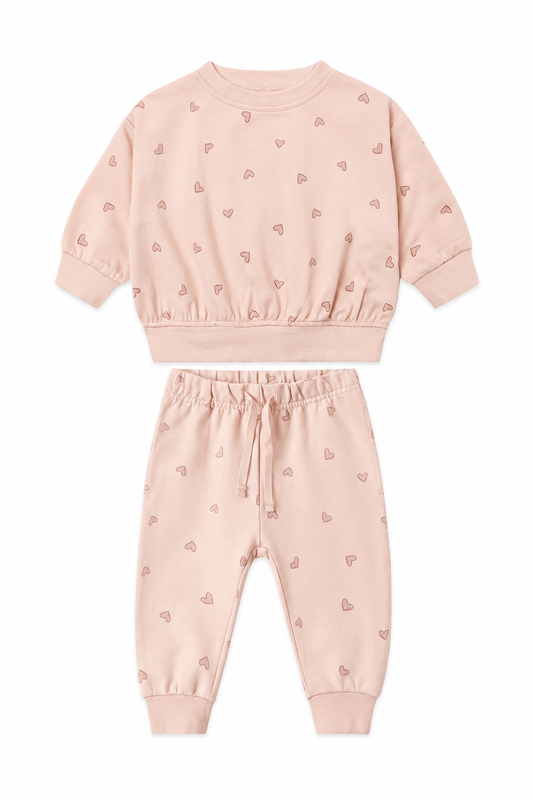 Relaxed Sweatshirt and Sweatpant Set Hearts