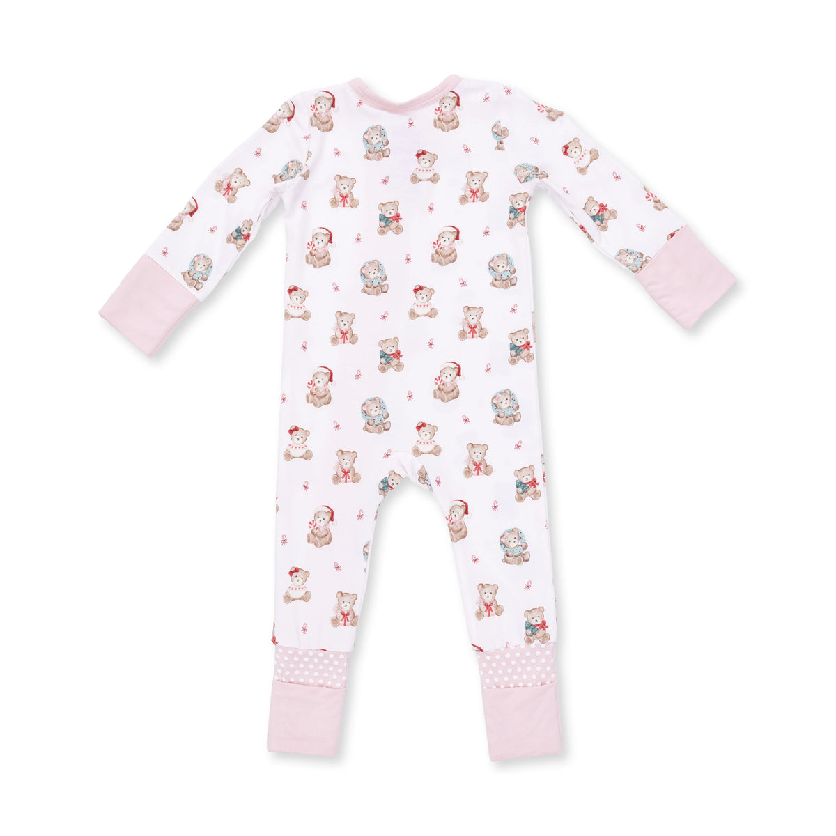 Christmas Teddy Bears Pink Convertible Romper