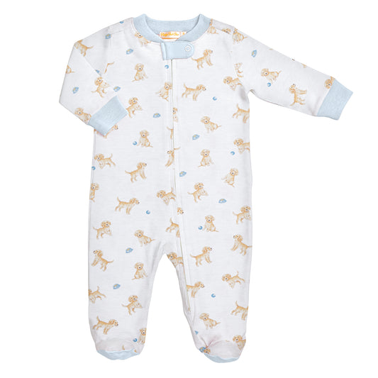 Tiny Puppies Printed Pima Zipped Footie