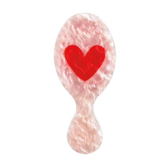 Light Pink Pearly Heart Hairbrush