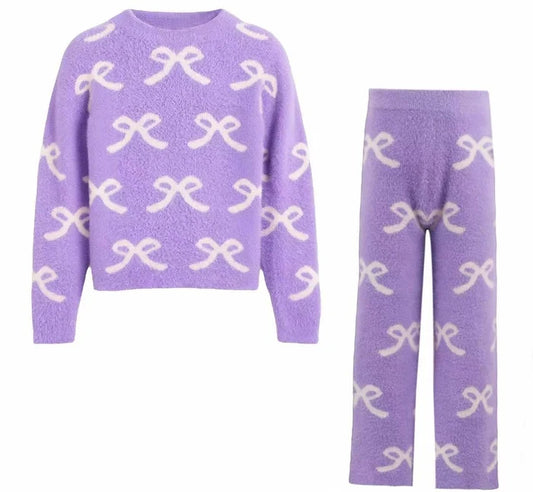 Lavender Pretty In Bows Fuzzy Set