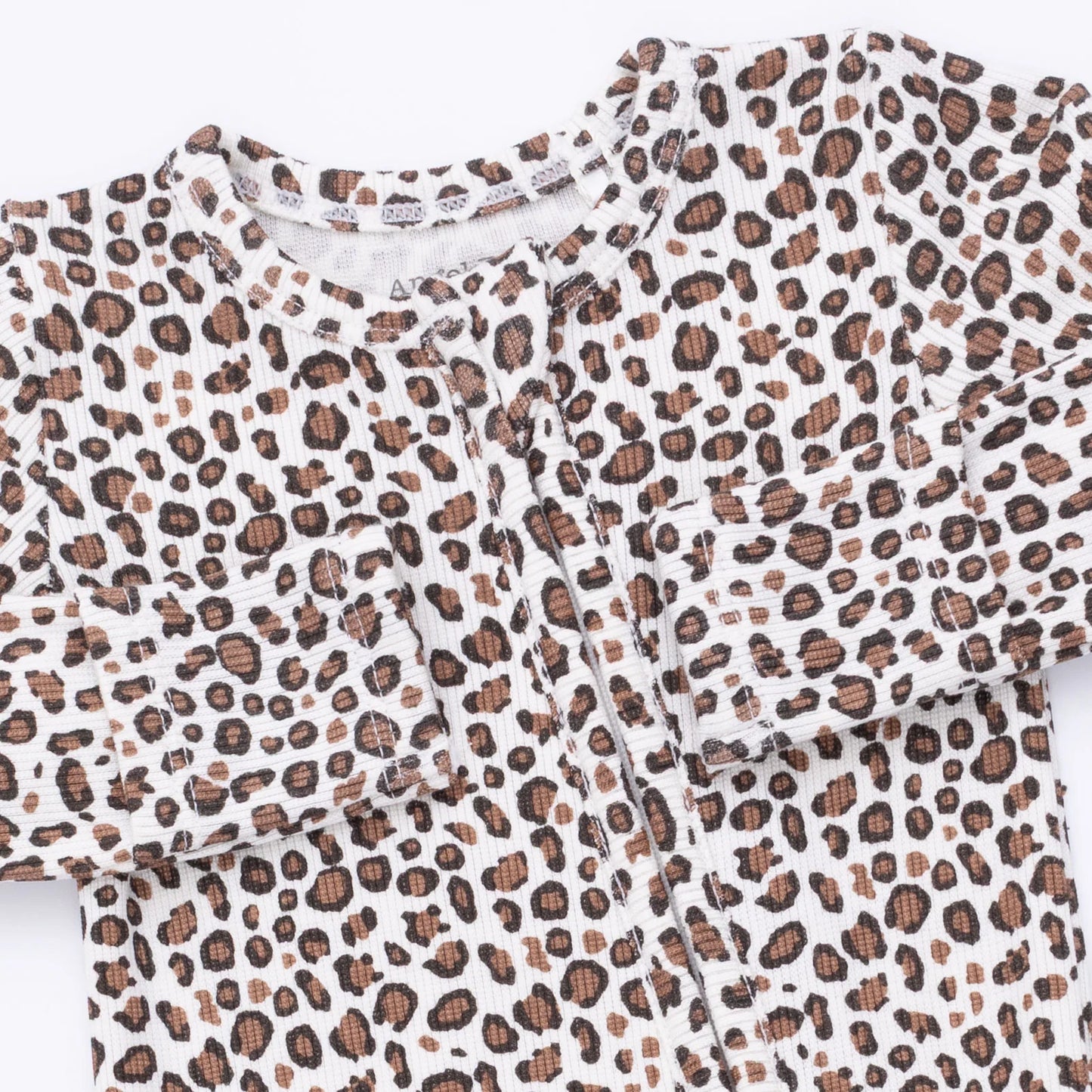 Leopard Rib 2 Way Ruffle Back Zipper Footie