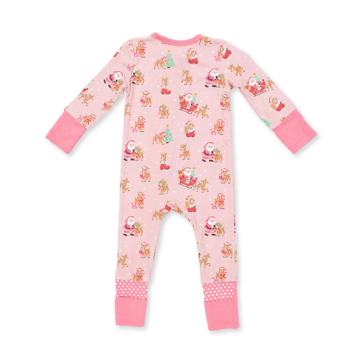 Vintage Reindeer & Santa Pink Convertible Romper