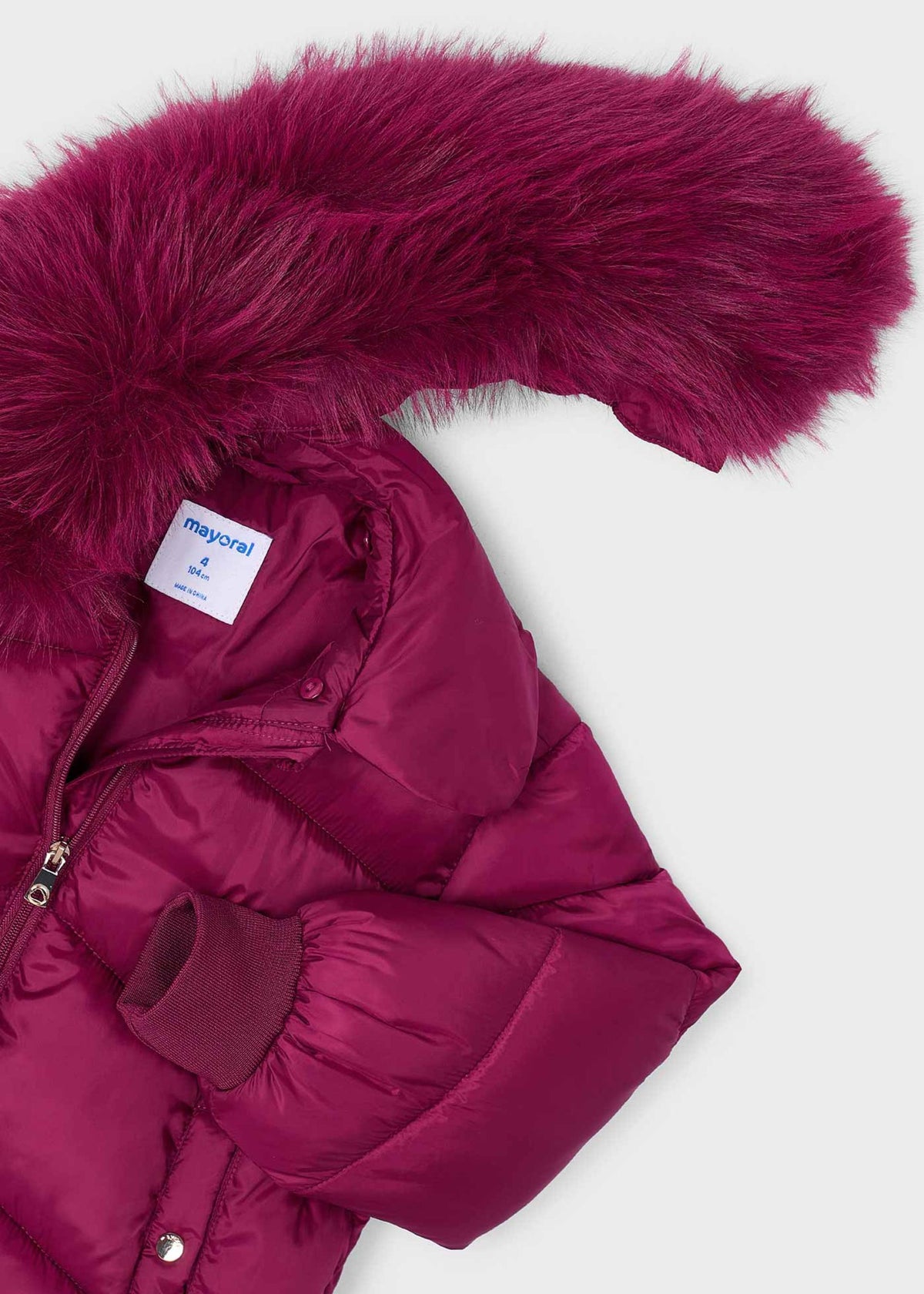 Raspberry Jacket With Fur Neck