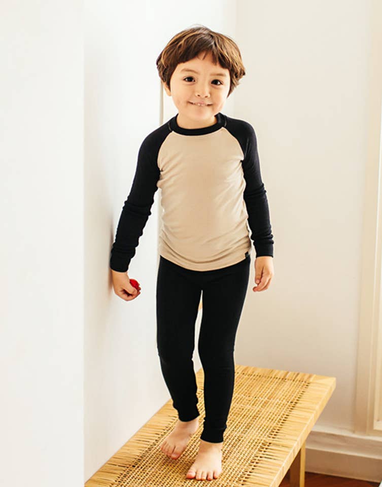 Modal Beige/Black Long Sleeve Pajamas