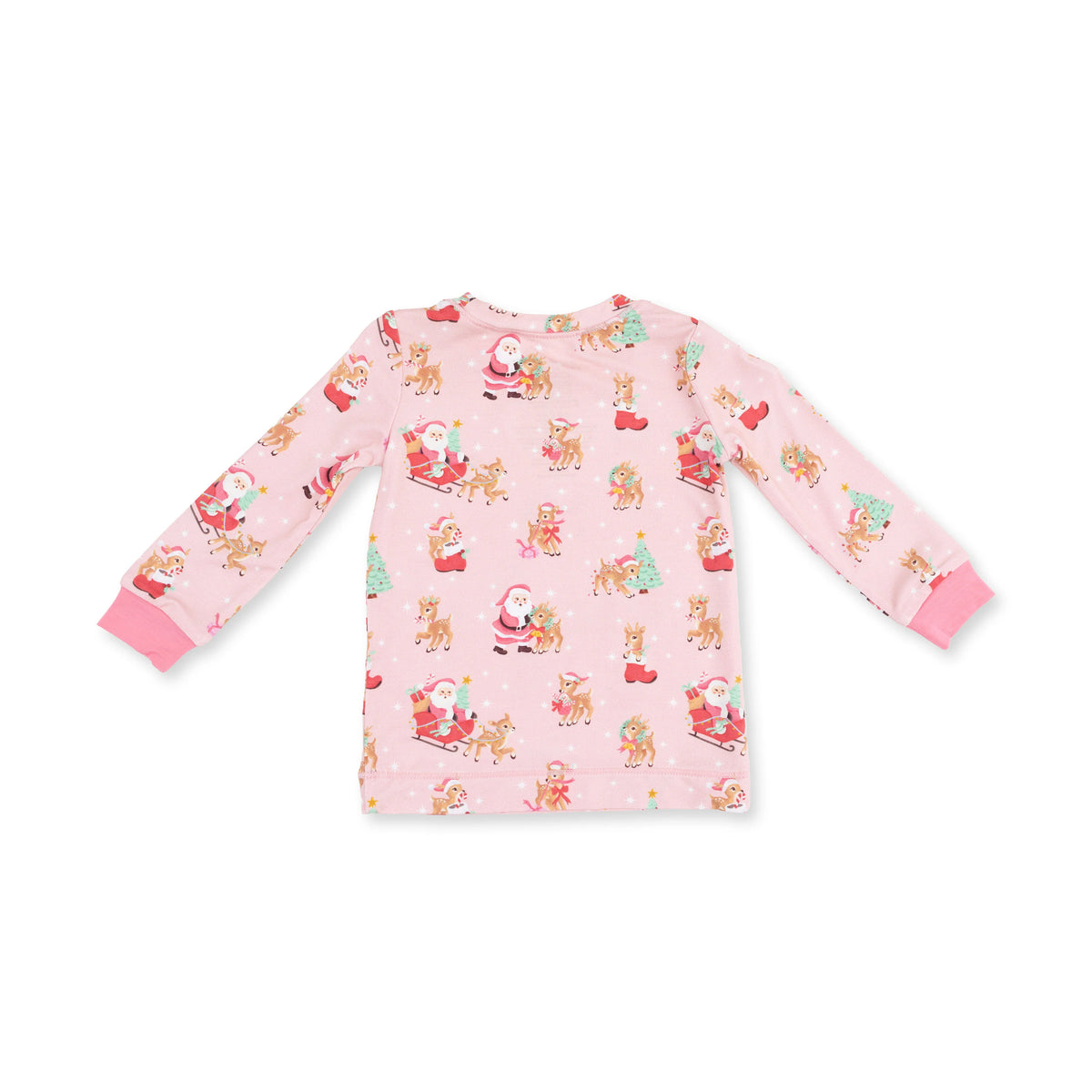 Vintage Reindeer & Santa Pink Long Sleeve Loungewear Set