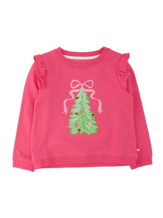 Christmas Tree Appliqué Flutter Sweatshirt