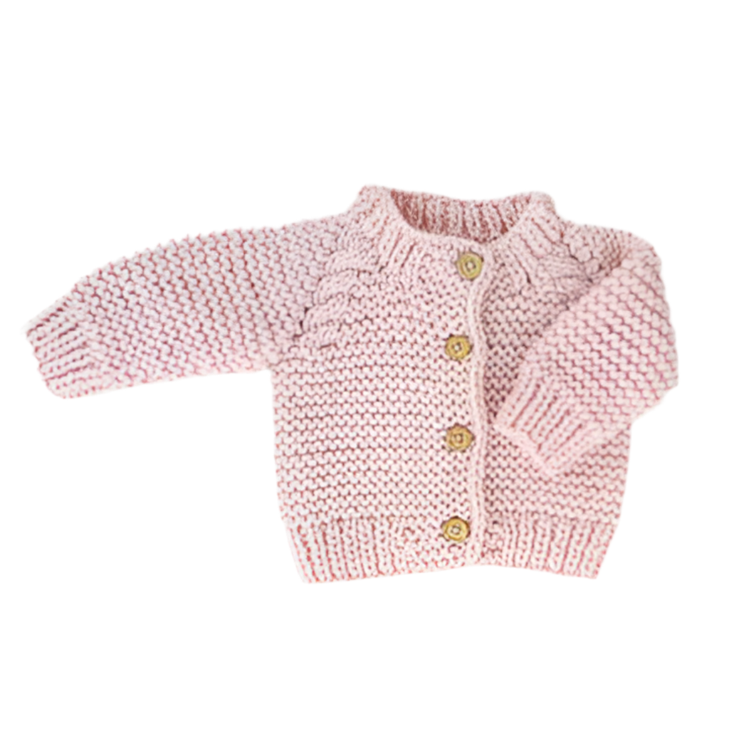 Garter Stitch Cardigan Sweater-Blush Pink