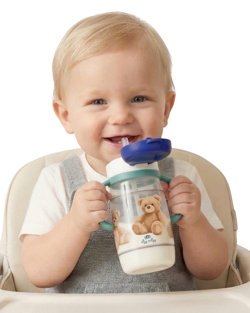 Itzy Sips Bear Straw Cup With Snap Close Lid