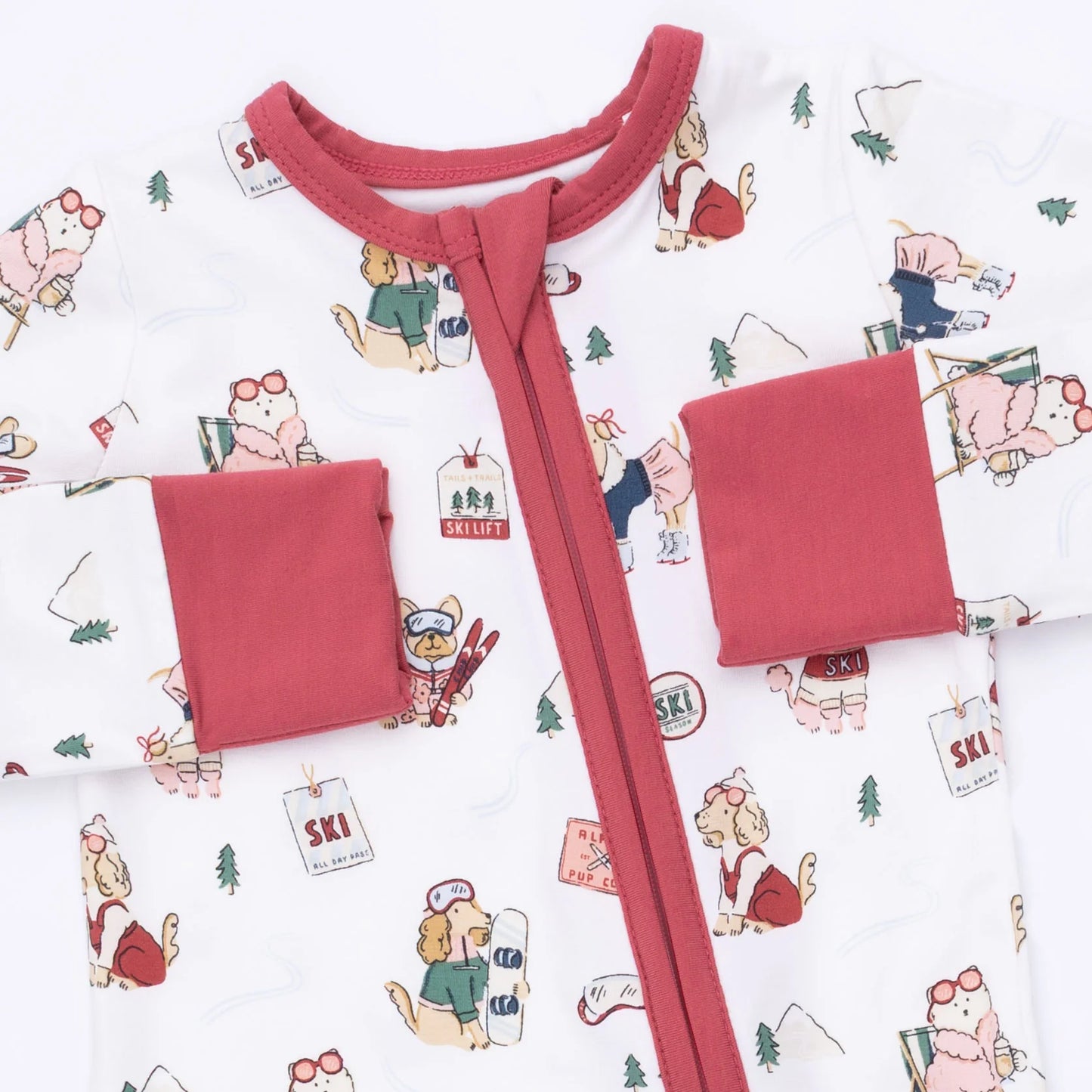 Winter Sports Dogs Pink Convertible Romper